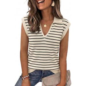 Zeagoo Women’s Sleeveless Sweaters Vest V Neck Lightweight Knit Pullover Sweater Dressy Summer Tops(Tw467)