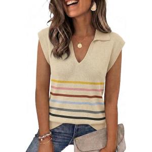 Zeagoo Women’s Sleeveless Sweaters Vest V Neck Lightweight Knit Pullover Sweater Dressy Summer Tops(Tw534)