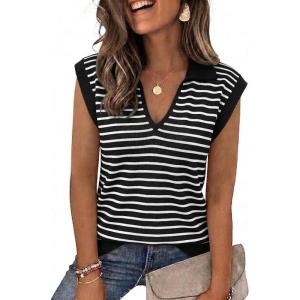 Zeagoo Women’s Sleeveless Sweaters Vest V Neck Lightweight Knit Pullover Sweater Dressy Summer Tops(Tw599)