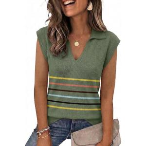 Zeagoo Women’s Sleeveless Sweaters Vest V Neck Lightweight Knit Pullover Sweater Dressy Summer Tops(Tw685)