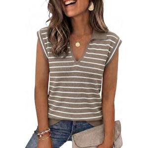 Zeagoo Women’s Sleeveless Sweaters Vest V Neck Lightweight Knit Pullover Sweater Dressy Summer Tops(Tw709)