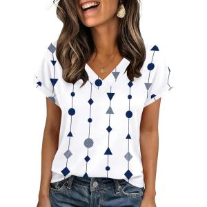 Zeagoo Womens Summer Tops Rolled Short Sleeve V Neck Shirts Casual Dressy Business Work Blouses Outfits(Figure-jh599)