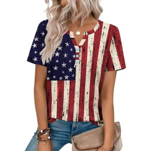 Zeagoo Womens Summer Tops V Neck Short Sleeve Shirts Dressy Casual Blouse Spring Vacation Tshirts Clothes(Gq38)