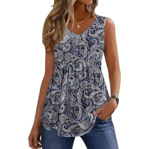 Zeagoo Womens Tops 2026 Flowy Peplum Summer V Neck Babydoll Tank Top Casual Beach Vacation Clothes(Mz473)