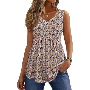 Zeagoo Womens Tops 2026 Flowy Peplum Summer V Neck Babydoll Tank Top Casual Beach Vacation Clothes(Xh498)