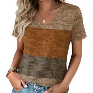 Zeagoo Womens Tops Summer Casual Short Sleeve Tshirts Business Basic Spring V-Neck Shirts Outfits S-3XL(Zz-jh398)