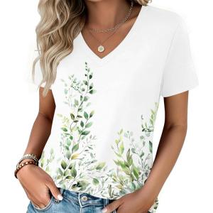 Zeagoo Womens Tops Summer Casual Short Sleeve Tshirts Business Basic Spring V-Neck Shirts Outfits S-3XL(Zz-wf135)
