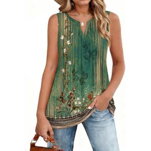 Zeagoo Womens Tops Summer Pleated Sleeveless Tank Top V Neck Dressy Casual Flowy Boho Tunic Shirts(Mz839)