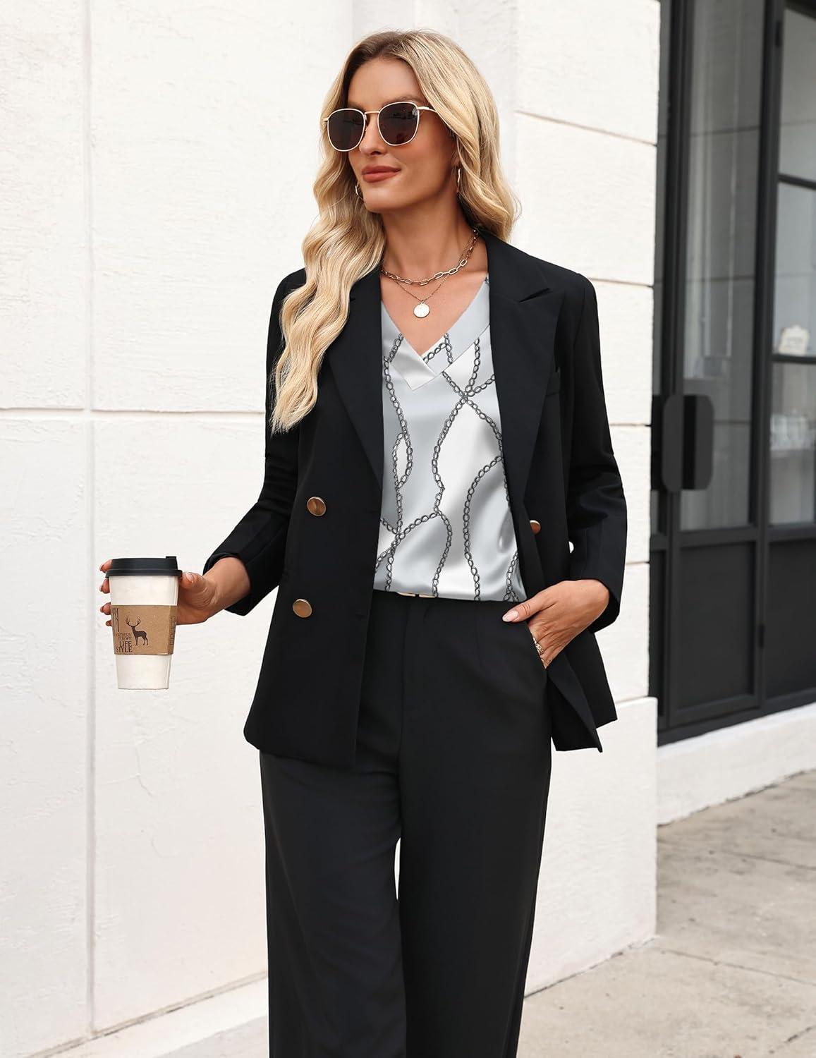 imageZeagoo Womens Silk Satin Tank Tops V Neck Casual Camisoles Sleeveless Business Work Blouses Dressy Summer ShirtsPjh611