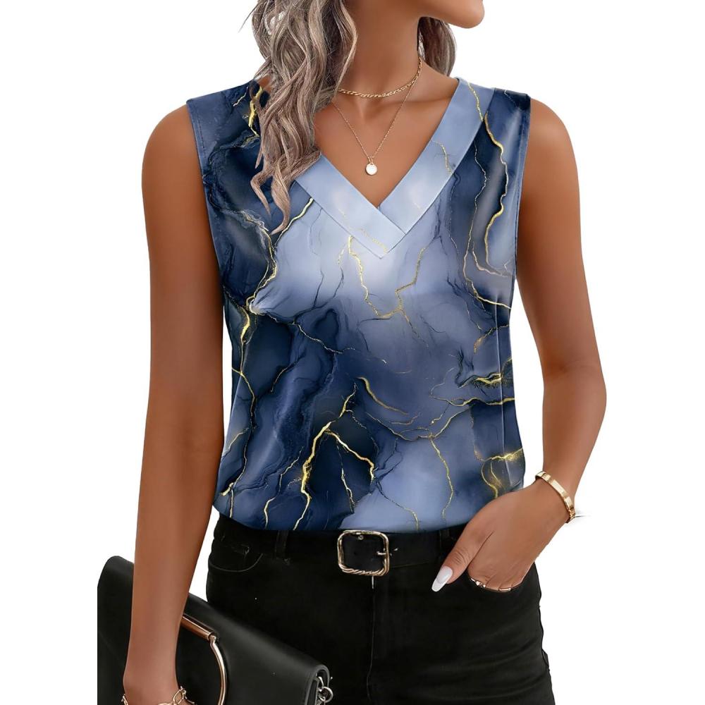 imageZeagoo Womens Silk Satin Tank Tops V Neck Casual Camisoles Sleeveless Business Work Blouses Dressy Summer ShirtsPcx297