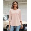 Zeagoo 3/4 Length Sleeve Women Tops Crew Neck Blouses Dressy Casual Summer T Shirts Loose Fit Business Work Clothes(Beige)