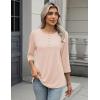 Zeagoo 3/4 Length Sleeve Women Tops Crew Neck Blouses Dressy Casual Summer T Shirts Loose Fit Business Work Clothes(Beige)