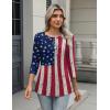 Zeagoo 3/4 Length Sleeve Women Tops Crew Neck Blouses Dressy Casual Summer T Shirts Loose Fit Business Work Clothes(Gq38-flag)
