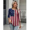 Zeagoo 3/4 Length Sleeve Women Tops Crew Neck Blouses Dressy Casual Summer T Shirts Loose Fit Business Work Clothes(Gq38-flag)