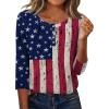 Zeagoo 3/4 Length Sleeve Women Tops Crew Neck Blouses Dressy Casual Summer T Shirts Loose Fit Business Work Clothes(Gq38-flag)