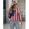 Zeagoo 3/4 Length Sleeve Women Tops Crew Neck Blouses Dressy Casual Summer T Shirts Loose Fit Business Work Clothes(Gq38-flag)