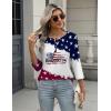 Zeagoo 3/4 Length Sleeve Women Tops Crew Neck Blouses Dressy Casual Summer T Shirts Loose Fit Business Work Clothes(Gq40-flag)