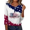 Zeagoo 3/4 Length Sleeve Women Tops Crew Neck Blouses Dressy Casual Summer T Shirts Loose Fit Business Work Clothes(Gq40-flag)