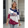 Zeagoo 3/4 Length Sleeve Women Tops Crew Neck Blouses Dressy Casual Summer T Shirts Loose Fit Business Work Clothes(Gq40-flag)