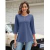 Zeagoo 3/4 Length Sleeve Women Tops Crew Neck Blouses Dressy Casual Summer T Shirts Loose Fit Business Work Clothes(Navy)