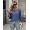 Zeagoo 3/4 Length Sleeve Women Tops Crew Neck Blouses Dressy Casual Summer T Shirts Loose Fit Business Work Clothes(Navy)
