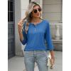 Zeagoo 3/4 Length Sleeve Women Tops Crew Neck Blouses Dressy Casual Summer T Shirts Loose Fit Business Work Clothes(Sky Blue)