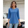 Zeagoo 3/4 Length Sleeve Women Tops Crew Neck Blouses Dressy Casual Summer T Shirts Loose Fit Business Work Clothes(Sky Blue)