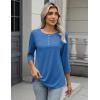 Zeagoo 3/4 Length Sleeve Women Tops Crew Neck Blouses Dressy Casual Summer T Shirts Loose Fit Business Work Clothes(Sky Blue)