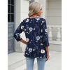 Zeagoo 3/4 Length Sleeve Womens Tops Casual V Neck Shirts Soft Basic Tees Business Work Blouses(Navy Floral)
