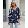 Zeagoo 3/4 Length Sleeve Womens Tops Casual V Neck Shirts Soft Basic Tees Business Work Blouses(Navy Floral)
