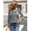 Zeagoo 3/4 Length Sleeve Womens Tops Round Neck Casual Summer Tunic Tops Basic Tees Blouses Dressy T-Shirts Pleated Shirts(Mz906)