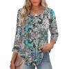 Zeagoo 3/4 Length Sleeve Womens Tops Round Neck Casual Summer Tunic Tops Basic Tees Blouses Dressy T-Shirts Pleated Shirts(Mz906)