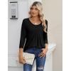 Zeagoo 3/4 Sleeve Tops for Women Crew Neck Blouses Pleated Casual Shirts Fall Work Clothes 2026(Black)