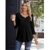 Zeagoo 3/4 Sleeve Tops for Women Crew Neck Blouses Pleated Casual Shirts Fall Work Clothes 2026(Black)