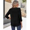 Zeagoo 3/4 Sleeve Tops for Women Crew Neck Blouses Pleated Casual Shirts Fall Work Clothes 2026(Black)