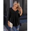 Zeagoo 3/4 Sleeve Tops for Women Crew Neck Blouses Pleated Casual Shirts Fall Work Clothes 2026(Black)