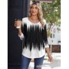 Zeagoo 3/4 Sleeve Tops for Women Crew Neck Blouses Pleated Casual Shirts Fall Work Clothes 2026(Black White 1)
