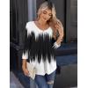 Zeagoo 3/4 Sleeve Tops for Women Crew Neck Blouses Pleated Casual Shirts Fall Work Clothes 2026(Black White 1)
