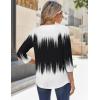 Zeagoo 3/4 Sleeve Tops for Women Crew Neck Blouses Pleated Casual Shirts Fall Work Clothes 2026(Black White 1)