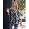 Zeagoo 3/4 Sleeve Tops for Women Crew Neck Blouses Pleated Casual Shirts Fall Work Clothes 2026(Black White 2)
