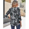 Zeagoo 3/4 Sleeve Tops for Women Crew Neck Blouses Pleated Casual Shirts Fall Work Clothes 2026(Black White 2)