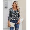 Zeagoo 3/4 Sleeve Tops for Women Crew Neck Blouses Pleated Casual Shirts Fall Work Clothes 2026(Black White 2)