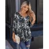 Zeagoo 3/4 Sleeve Tops for Women Crew Neck Blouses Pleated Casual Shirts Fall Work Clothes 2026(Black White 2)