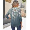 Zeagoo 3/4 Sleeve Tops for Women Crew Neck Blouses Pleated Casual Shirts Fall Work Clothes 2026(Floral Blue)