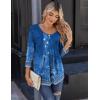 Zeagoo 3/4 Sleeve Tops for Women Crew Neck Blouses Pleated Casual Shirts Fall Work Clothes 2026(Floral Navy)