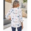 Zeagoo 3/4 Sleeve Tops for Women Crew Neck Blouses Pleated Casual Shirts Fall Work Clothes 2026(Floral White)
