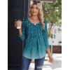 Zeagoo 3/4 Sleeve Tops for Women Crew Neck Blouses Pleated Casual Shirts Fall Work Clothes 2026(Leaf Blue)