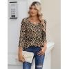 Zeagoo 3/4 Sleeve Tops for Women Crew Neck Blouses Pleated Casual Shirts Fall Work Clothes 2026(Leopard An284)