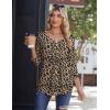 Zeagoo 3/4 Sleeve Tops for Women Crew Neck Blouses Pleated Casual Shirts Fall Work Clothes 2026(Leopard An284)