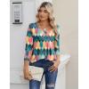 Zeagoo 3/4 Sleeve Tops for Women Crew Neck Blouses Pleated Casual Shirts Fall Work Clothes 2026(Multi 1)